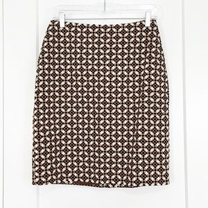 Lillie Rubin Size 6 Brown, Cream, Black Geometric Pencil Skirt